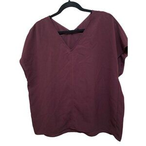 Uniqlo Women's Burgundy V-Neck Office Use Beach Blouse Size M